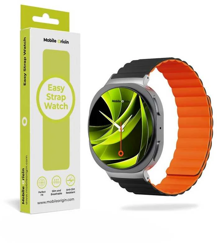 Mobile Origin Easy Strap magnetinis dirželis Galaxy Watch 8 juodas/oranžinis
