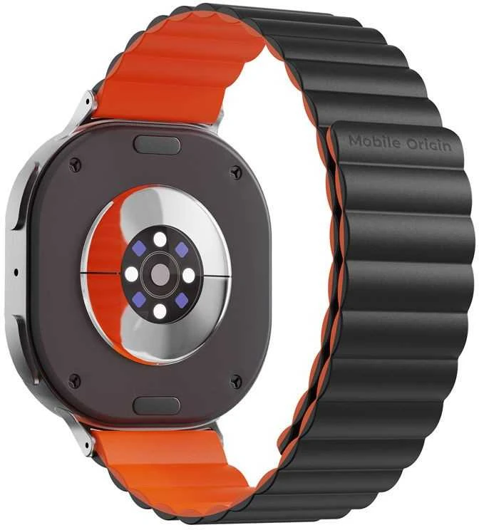 Mobile Origin Easy Strap magnetinis dirželis Galaxy Watch 8 juodas/oranžinis
