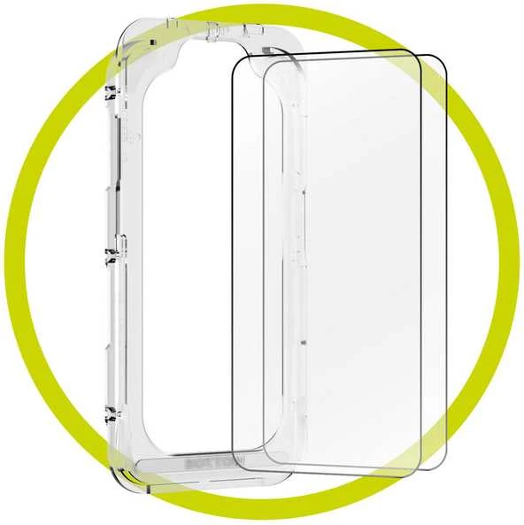 Alza Mobile Origin EasyGlass su aplikatoriumi iPhone 17e/16e/14/13/13 Pro, 2 vnt. pakuotė