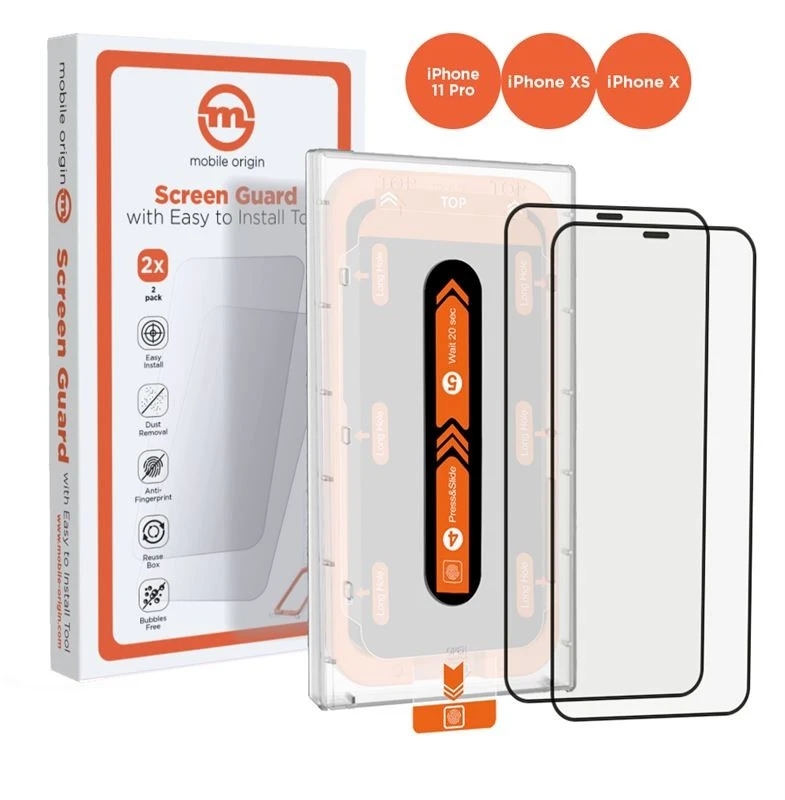 Mobile Origin Ekrano apsauga iPhone 11 Pro / XS / X su patogiu aplikatoriumi 2 vnt. pakuotė