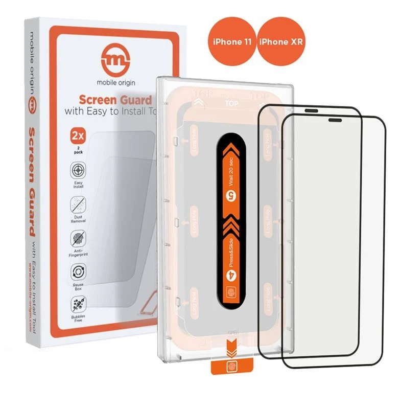 Mobile Origin Ekrano apsauga iPhone 11 / XR su lengvu aplikatoriumi, 2 vnt.