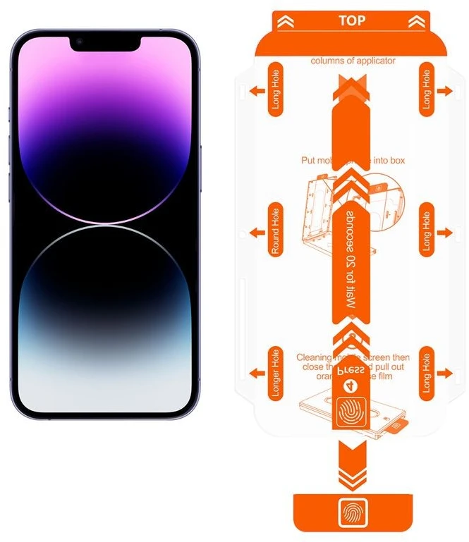 Mobile Origin Ekrano apsauga iPhone 14 Plus / 13 Pro Max su lengvai naudojamu aplikatoriumi 2 vnt. rinkinys