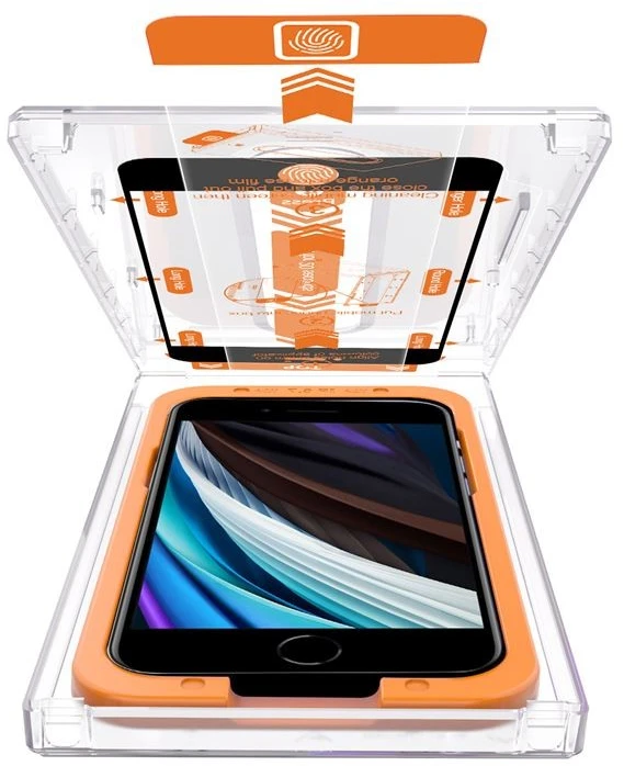 Mobile Origin Ekrano apsauga, skirta iPhone 8 / 7 / SE 2022 / SE 2020, su lengvai naudojamu aplikatoriumi, 2 vnt. pakuotė