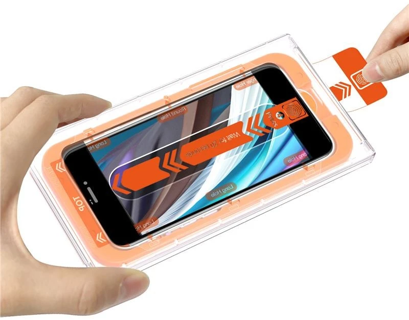 Mobile Origin Ekrano apsauga, skirta iPhone 8 / 7 / SE 2022 / SE 2020, su lengvai naudojamu aplikatoriumi, 2 vnt. pakuotė