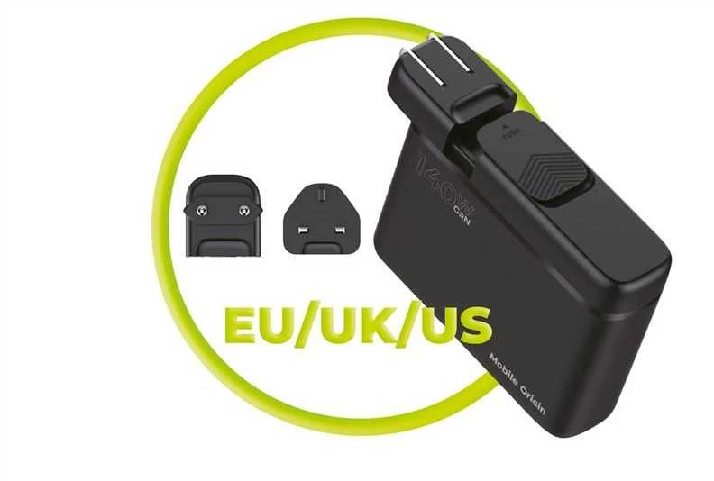 Mobile Origin GaN 140W kelioninis įkroviklis PW12 ES/JK/JAV, 3x USB-C + 3x USB-A