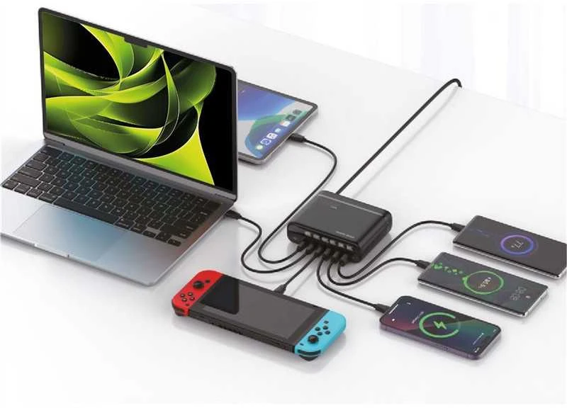 Mobile Origin GaN 140W kelioninis įkroviklis PW12 ES/JK/JAV, 3x USB-C + 3x USB-A