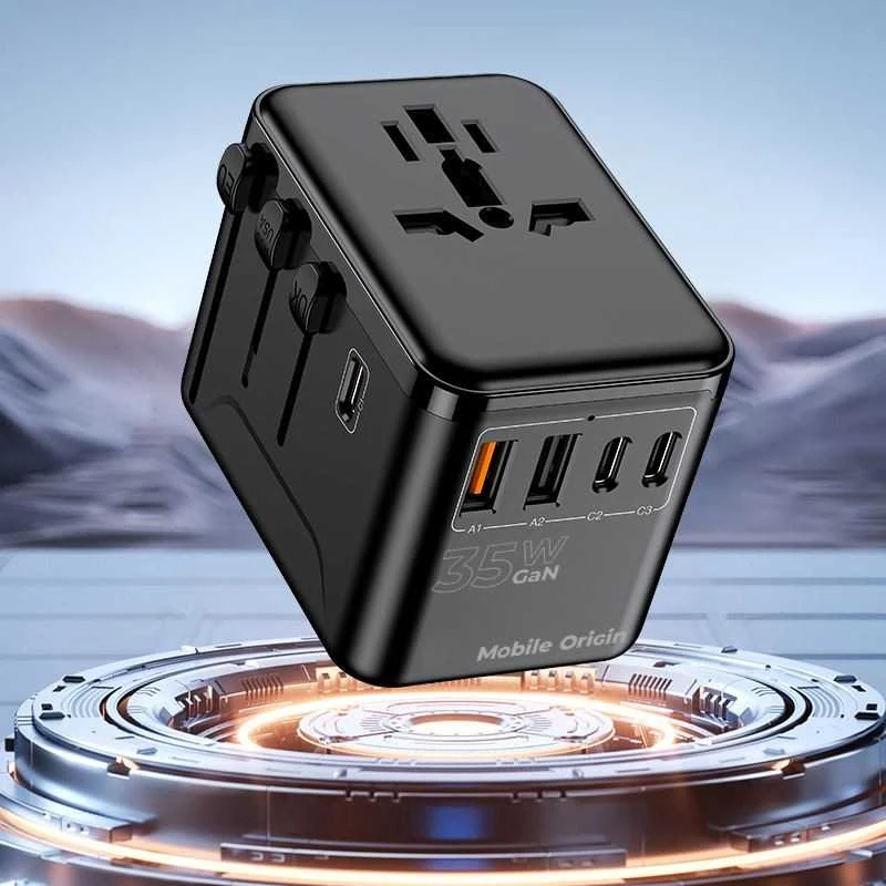 „Mobile Origin GaN 35W“ kelioninis adapteris PW4 EU/UK/US/AUS, 3x USB-C + 2x USB-A