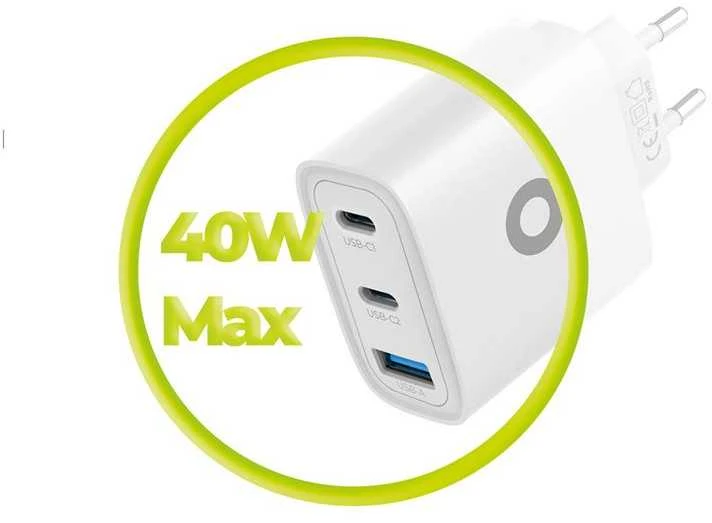 Mobile Origin GaN 40W sieninis įkroviklis MO13, 1 USB-A + 2 USB-C