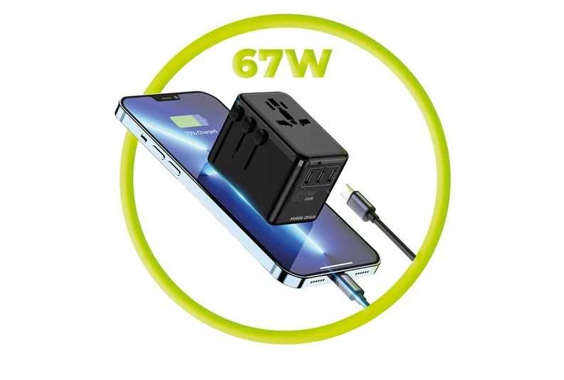 „Mobile Origin GaN 67W“ kelioninis adapteris PW5 EU/UK/US/AUS, 3x USB-C + USB-A