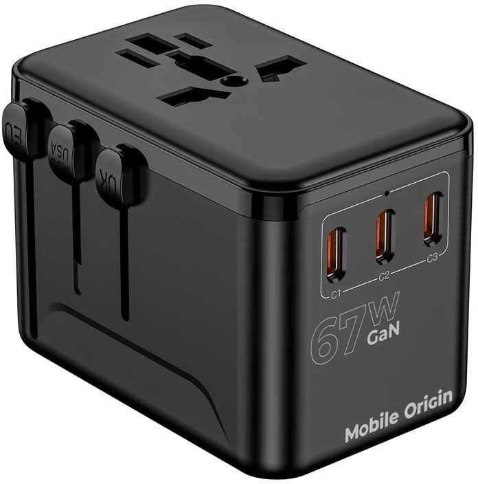 „Mobile Origin GaN 67W“ kelioninis adapteris PW5 EU/UK/US/AUS, 3x USB-C + USB-A