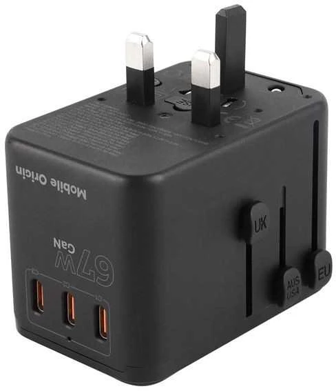 „Mobile Origin GaN 67W“ kelioninis adapteris PW5 EU/UK/US/AUS, 3x USB-C + USB-A