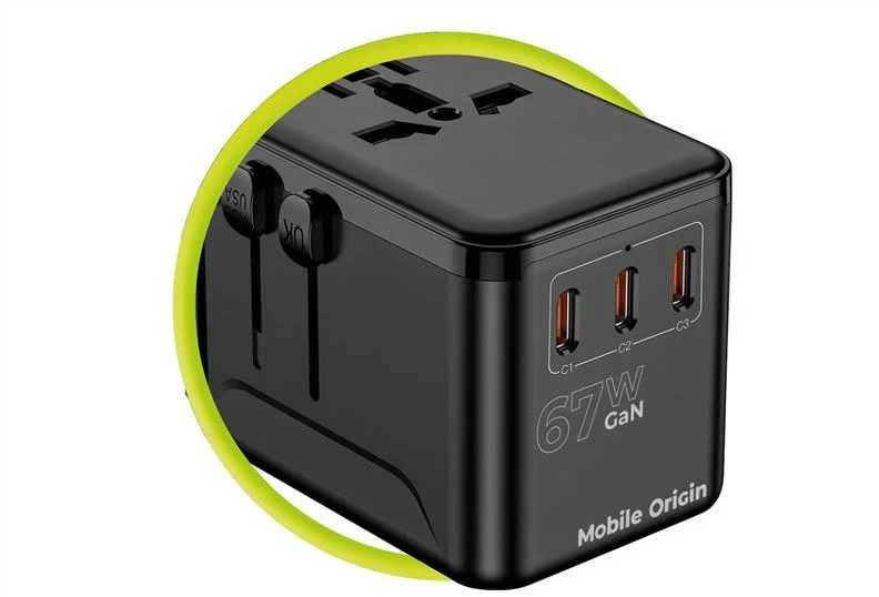 „Mobile Origin GaN 67W“ kelioninis adapteris PW5 EU/UK/US/AUS, 3x USB-C + USB-A