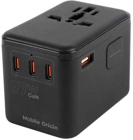 „Mobile Origin GaN 67W“ kelioninis adapteris PW5 EU/UK/US/AUS, 3x USB-C + USB-A