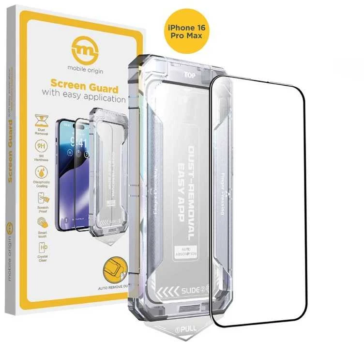 „Mobile Origin Geltona“ ekrano apsauga su paprastu uždėjimu, skirta „iPhone 16 Pro Max“.