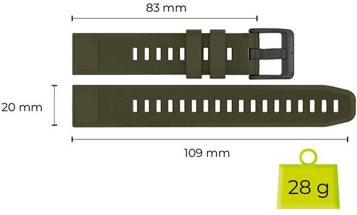 Mobile Origin Greito tvirtinimo dirželis "Quick Fit", skirtas Garmin ES1, 20 mm, tamsiai žalias