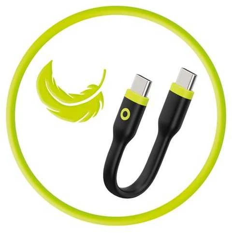 Mobile Origin Kompaktiškas USB-C į USB-C kabelis, juodas