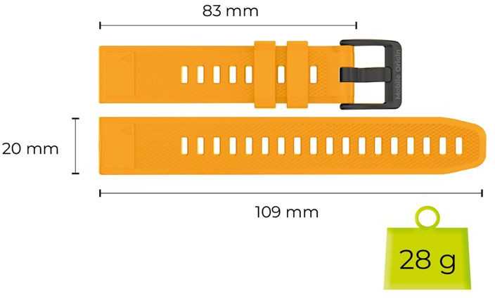 Mobile Origin Lengvai keičiamas Quick Fit dirželis, skirtas Garmin ES1, 20 mm, geltonas