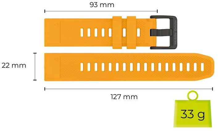 Mobile Origin Lengvai keičiamas Quick Fit dirželis, skirtas Garmin ES1, 22 mm, geltonas