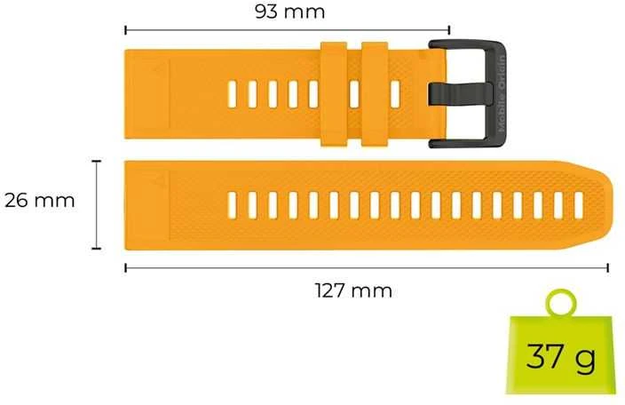 Mobile Origin lengvai keičiamas Quick Fit dirželis, skirtas Garmin ES1, 26 mm, geltonas