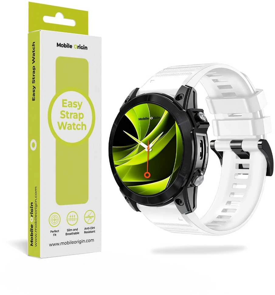 Mobile Origin Lengvai keičiamas QuickFit dirželis, skirtas Garmin ES2, 26 mm, baltas