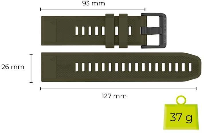 Mobile Origin Lengvai pritvirtinamas Quick Fit dirželis, skirtas Garmin ES1, 26 mm tamsiai žalias