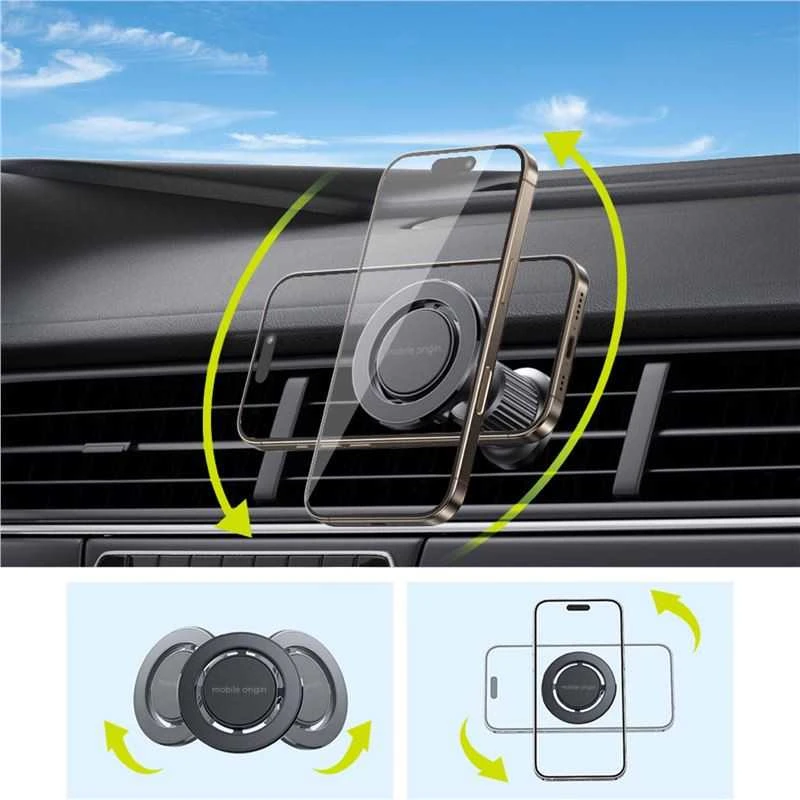 „Mobile Origin“ magnetinis automobilio laikiklis ventiliacijos angai MO9 su metaline plokštele