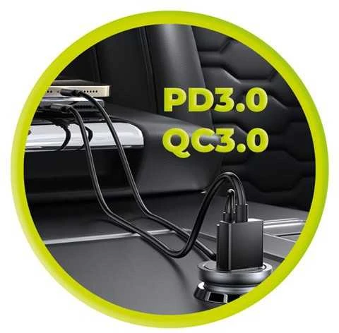 Mobile Origin metalinis automobilinis įkroviklis 30 W, CA12 - USB-C, USB-A