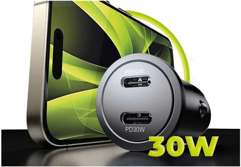 Mobile Origin Metalinis automobilinis įkroviklis 30 W, CA13 - 2 x USB-C