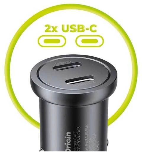 Mobile Origin Metalinis automobilinis įkroviklis 30 W, CA13 - 2 x USB-C