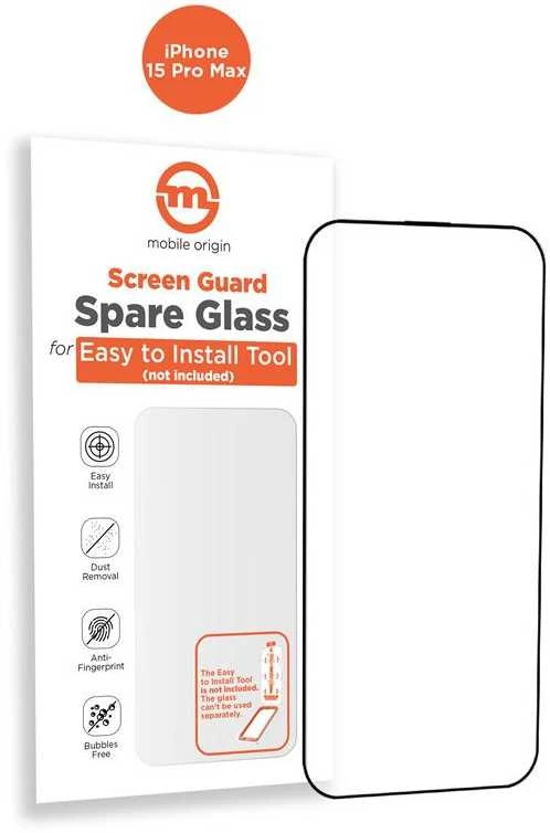 „Mobile Origin“ oranžinis ekrano apsauginis stiklas iPhone 15 Pro Max