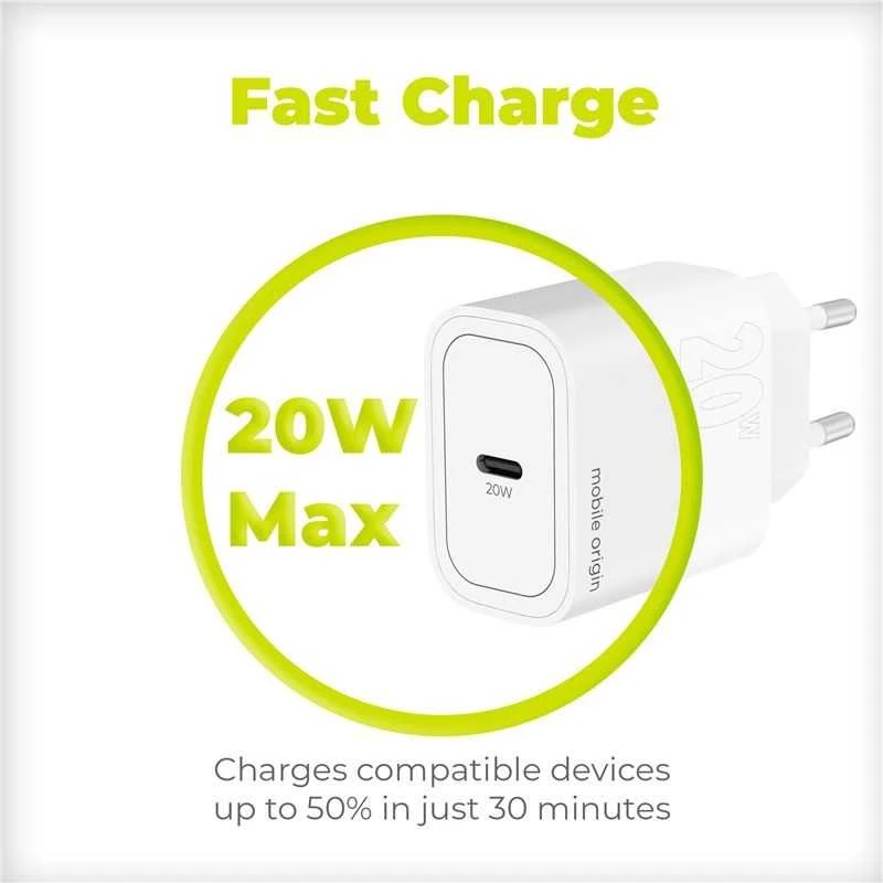 „Mobile Origin PD20W“ sieninis įkroviklis MO11, 1 USB-C