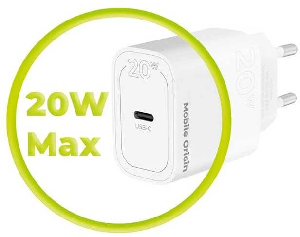 „Mobile Origin PD20W“ sieninis įkroviklis MO11, 1 USB-C