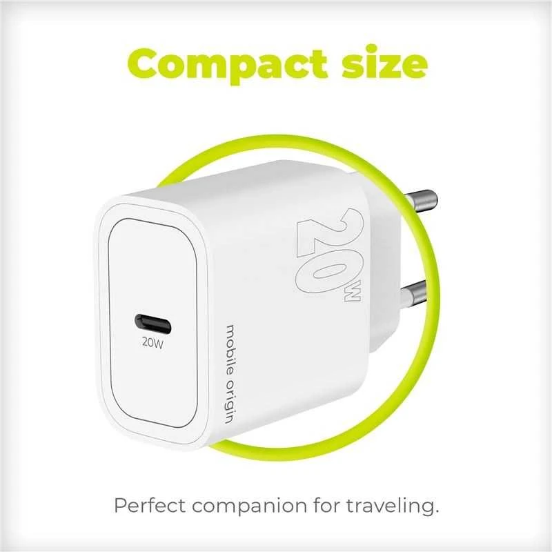 „Mobile Origin PD20W“ sieninis įkroviklis MO11, 1 USB-C