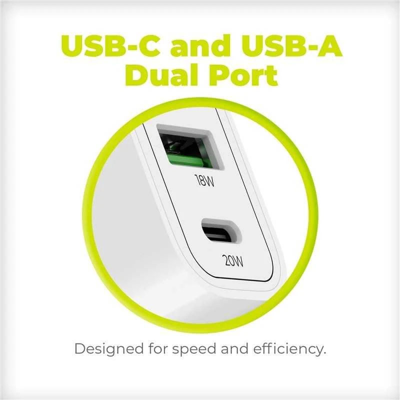 Mobile Origin PD20W sieninis įkroviklis MO12, 1 USB-A + 1 USB-C
