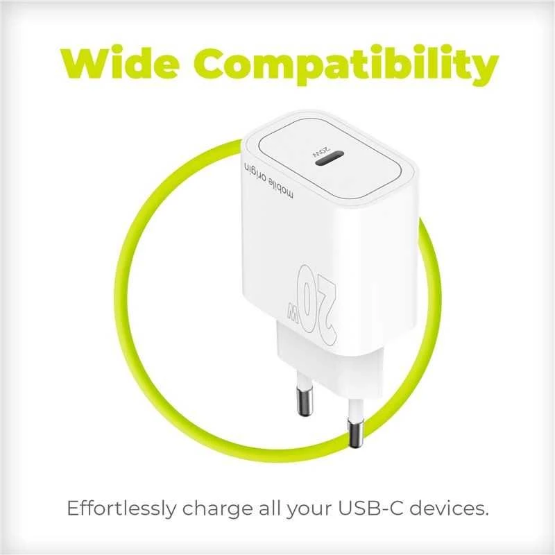 „Mobile Origin PD20W“ sieninis įkroviklis MO11, 1 USB-C