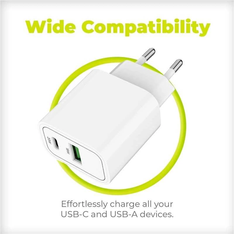 Mobile Origin PD20W sieninis įkroviklis MO12, 1 USB-A + 1 USB-C
