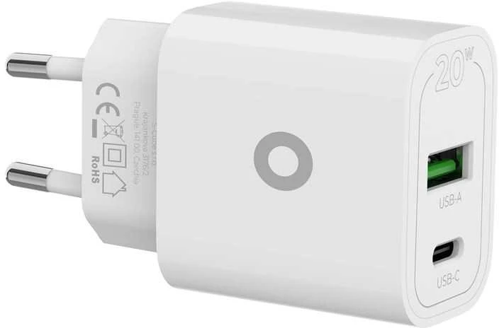 Mobile Origin PD20W sieninis įkroviklis MO12, 1 USB-A + 1 USB-C