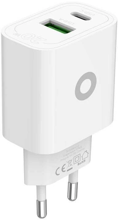 Mobile Origin PD20W sieninis įkroviklis MO12, 1 USB-A + 1 USB-C