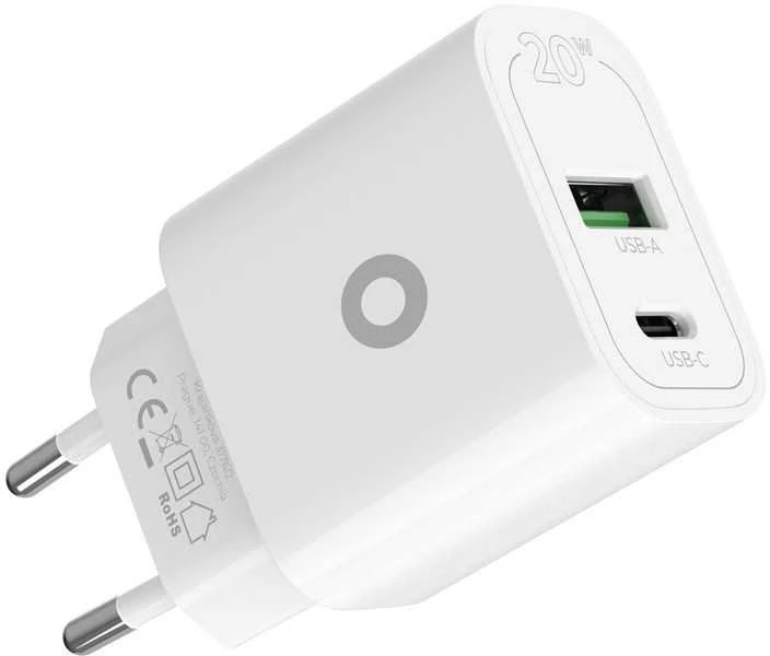 Mobile Origin PD20W sieninis įkroviklis MO12, 1 USB-A + 1 USB-C