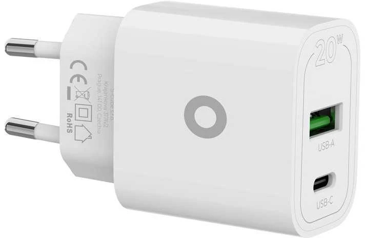 Mobile Origin PD20W sieninis įkroviklis MO12, 1 USB-A + 1 USB-C