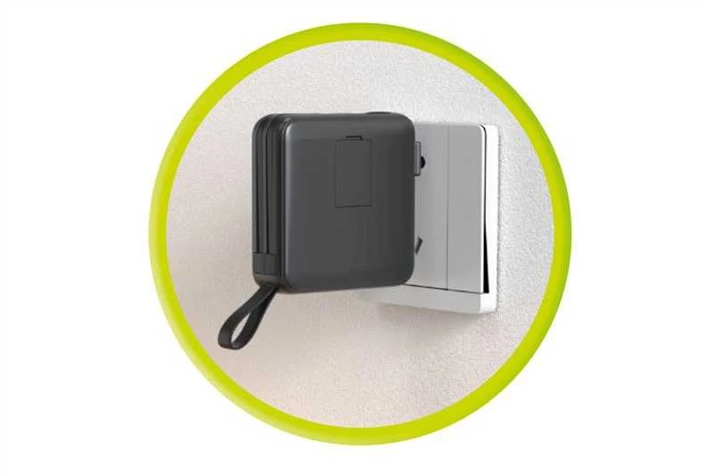 Mobile Origin nešiojamas įkroviklis ir kelioninis įkroviklis, „Lightning“ / USB-C laidas, suderinamas su „MagSafe AW“ / „iPhone“, juodas
