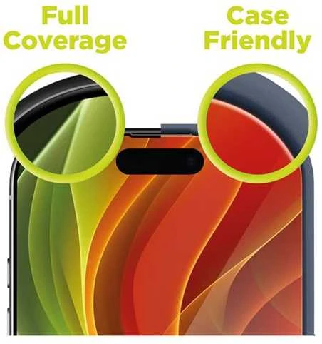 „Mobile Origin“ ekrano apsaugos atsarginis stiklas, pilnai padengiantis ekraną – „iPhone 17 Pro Max“.