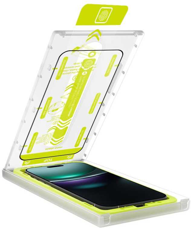 „Mobile Origin“ ekrano apsaugos su lengvai apklijuojamu dangteliu, visiškai padengiančios, 2 vnt. pakuotėje – „iPhone 17“