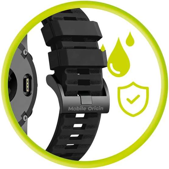 Mobile Origin Silikoninis dirželis Easy Strap, skirtas Garmin ES2, 20mm, juodas
