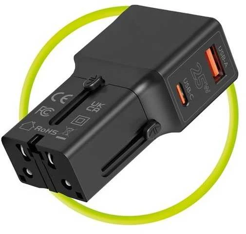 Mobile Origin Travel adapter 25W, EU/US/UK/AU, juodas