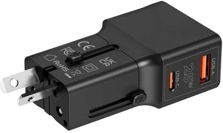 Mobile Origin Travel adapter 25W, EU/US/UK/AU, juodas