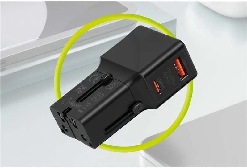 Mobile Origin Travel adapter 25W, EU/US/UK/AU, juodas