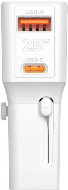 „Mobile Origin“ kelioninis adapteris 25 W, ES/JAV/JK/AU, baltas