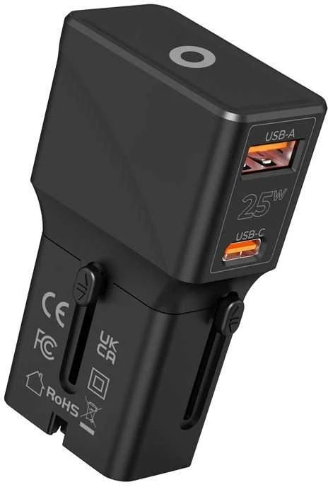 Mobile Origin Travel adapter 25W, EU/US/UK/AU, juodas