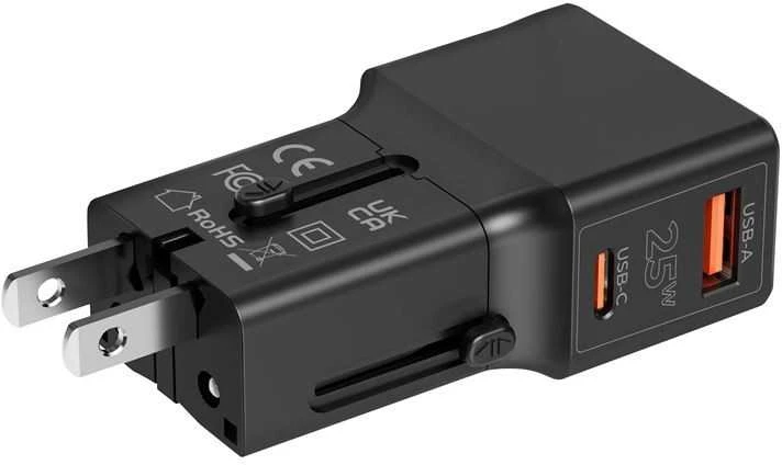 Mobile Origin Travel adapter 25W, EU/US/UK/AU, juodas